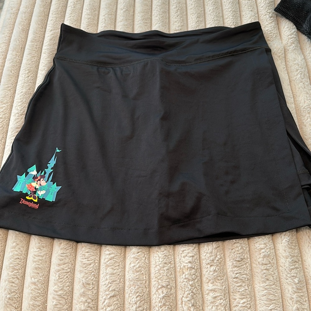 Disney Black Mini Skirt with Teal Castle and Red Logo